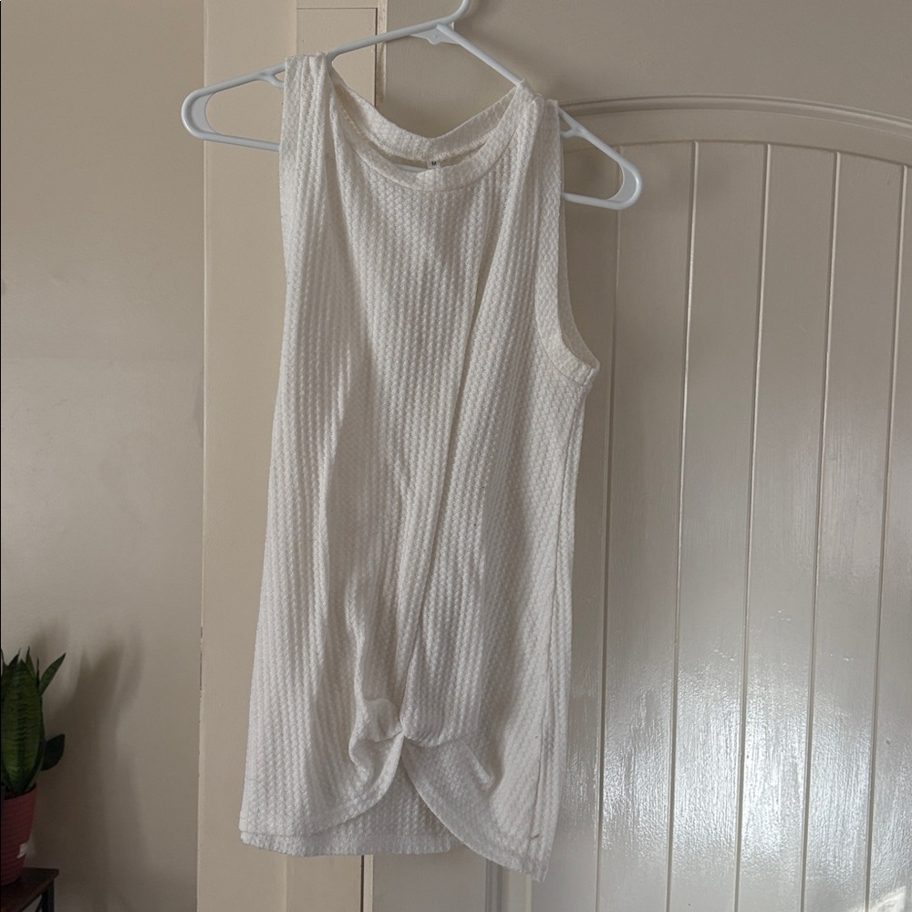 White Sleeveless Textured Top